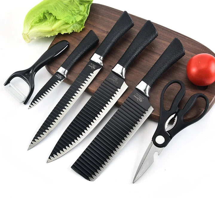 Set de 6 Cuchillos de Cocina Acero Inoxidable Anti-Adherente